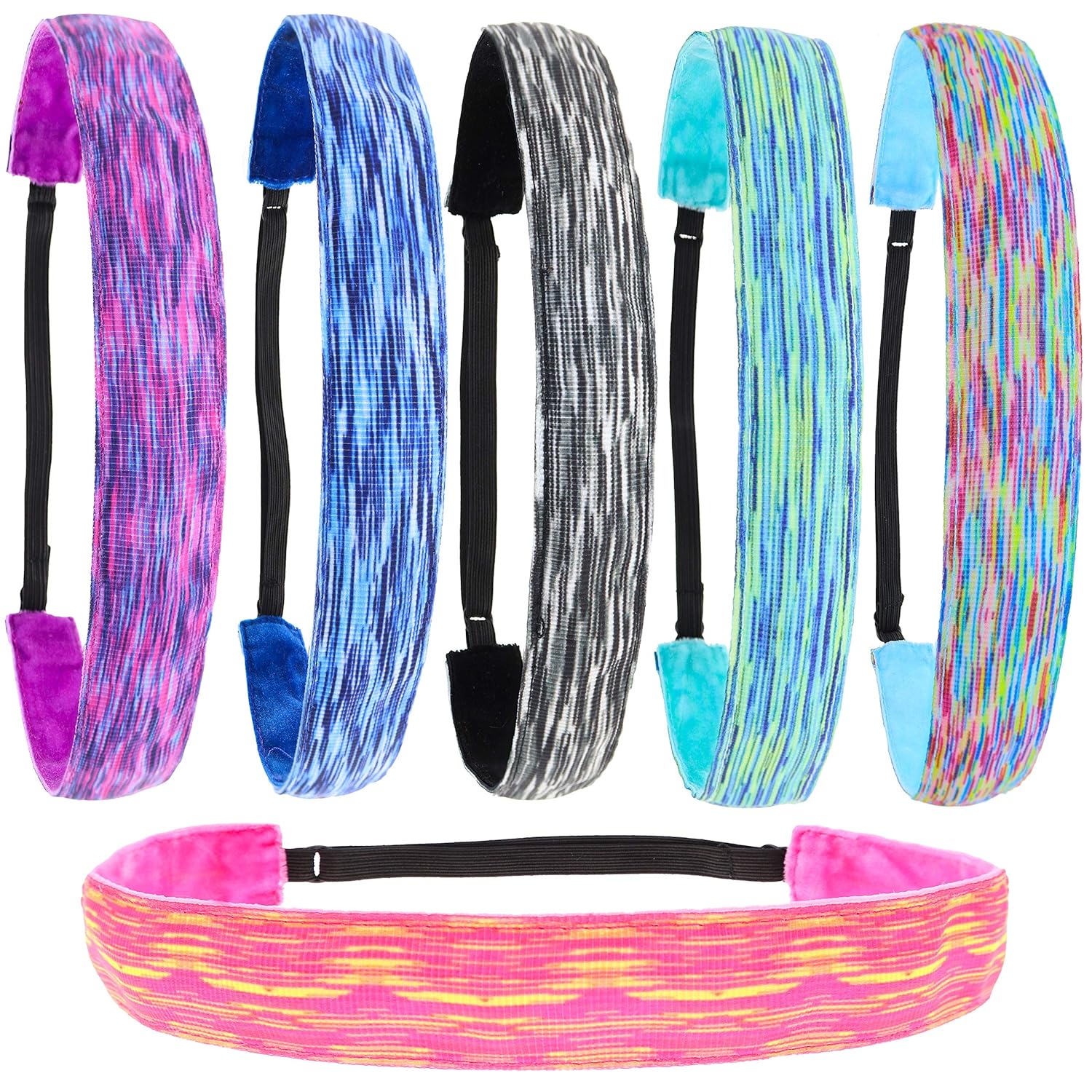 FROG SAC 6 PCS Space Tie Dye Headbands for Teen Girls, Adjustable No Slip Hairband Pack, Comfortable Tie-Dye Head Bands for Kids, Tiedye Hair Accessories Party Favors for Women, VSCO Girl Headband: Beauty