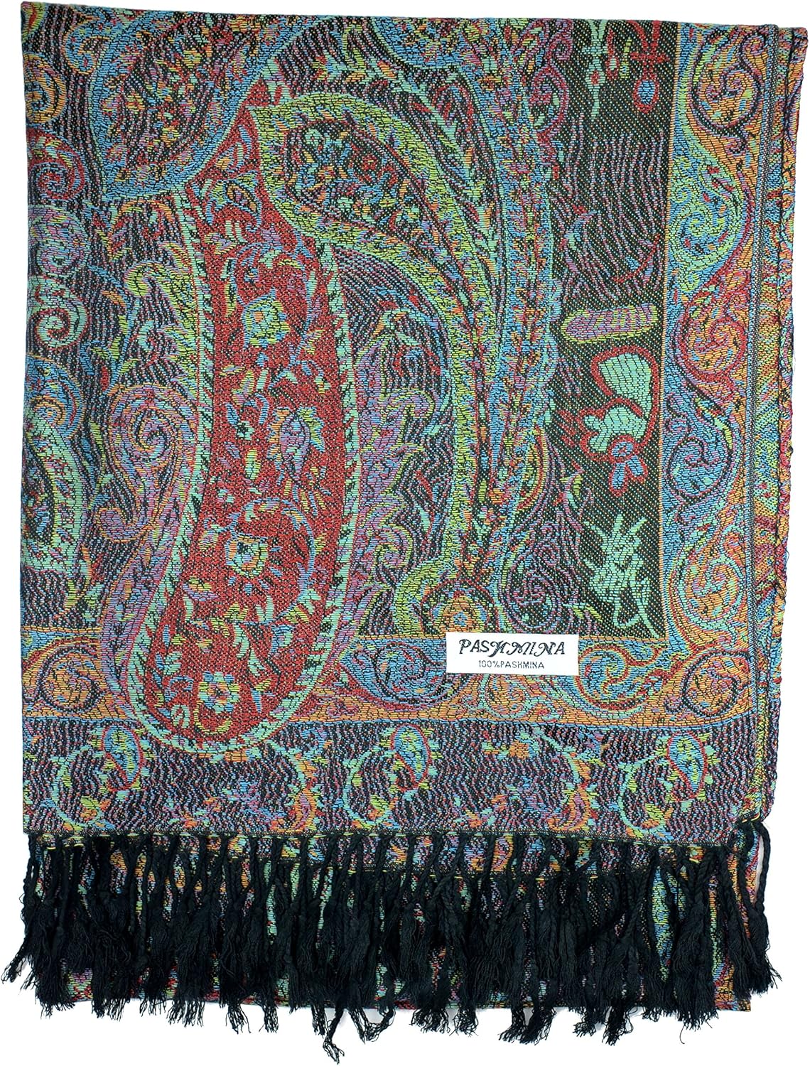 Plum Feathers Tapestry Ethnic Paisley Pattern Pashmina Scarf (Black Multi Tapestry) at  Women’s Clothing store