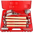 C&T 9 Piece Heavy Auto Body Repair Tool Hammer Dolly Set, Car Body Repair Tool Kit with Carrying Case, Hickory Handles,Fender Repair kit