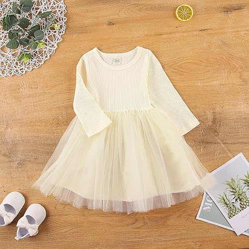 Toddler Baby Girls Tutu Dress Solid Long Sleeve Tulle Dresses Kids