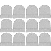 12 Pack Winter Beanie Hats for Men Women, Warm Cozy Knitted Cuffed Skull Cap, Wholesale