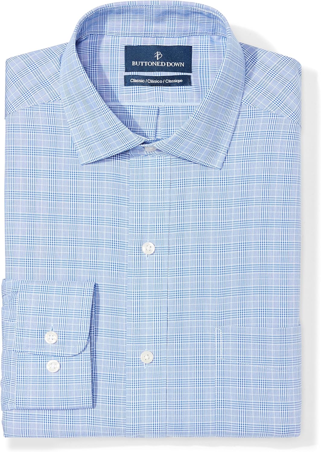  Brand - BUTTONED DOWN Men's Classic Fit Plaid Dress Shirt, Supima Cotton Non-Iron: Clothing