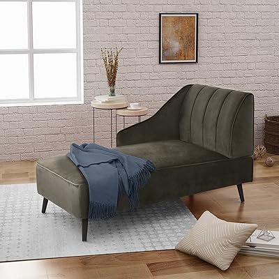 Christopher Knight Home Auley Glam Velvet Chaise Lounge, Grey