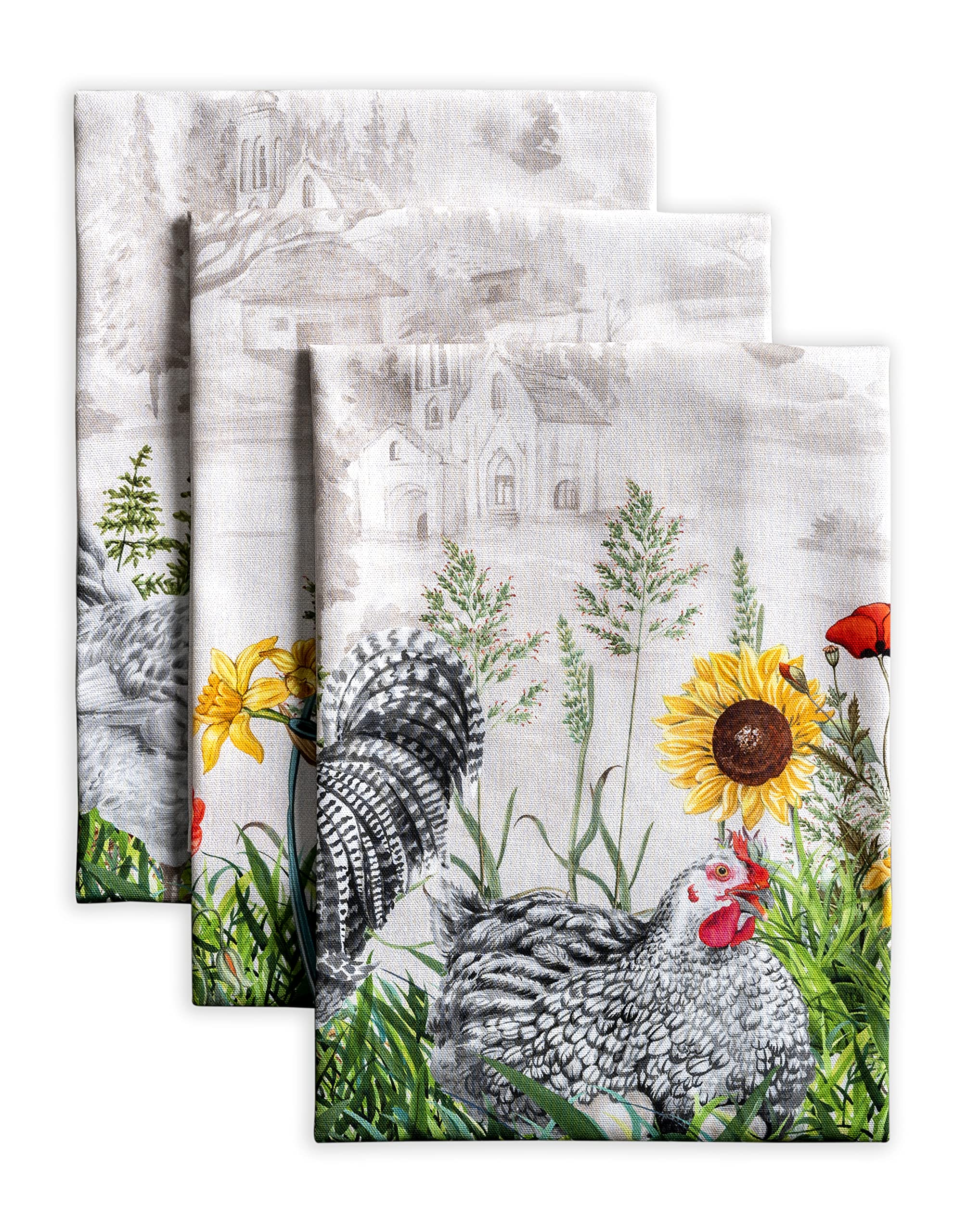 Maison d' Hermine Kitchen Towels Set of 3 100% Cotton 70 CM x 50 CM Reusable Cloth Tea Dish Towels Absorbent with Hanging Loop for Kitchen Dining Gifts for Mothers Day (Paradise Island)