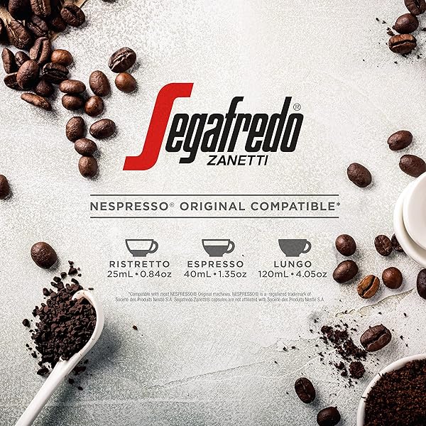 SEGAFREDO ZANETTI ESPRESSO CAPSULES – ALUMINUM PODS FOR NESPRESSO ORIGINAL MACHINES – MEDIUM-DARK ROAST PREMIUM ESPRESSO WITH A RICH AROMA – BALANCED, INTENSITY 10 – ENCORE, 10 COUNT