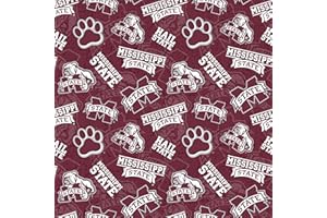 SYKEL ENTERPRISES Mississippi State Bulldogs NCAA MSST Tone on Tone Design 43" Wide 100% Cotton Fabric Sold by Yard