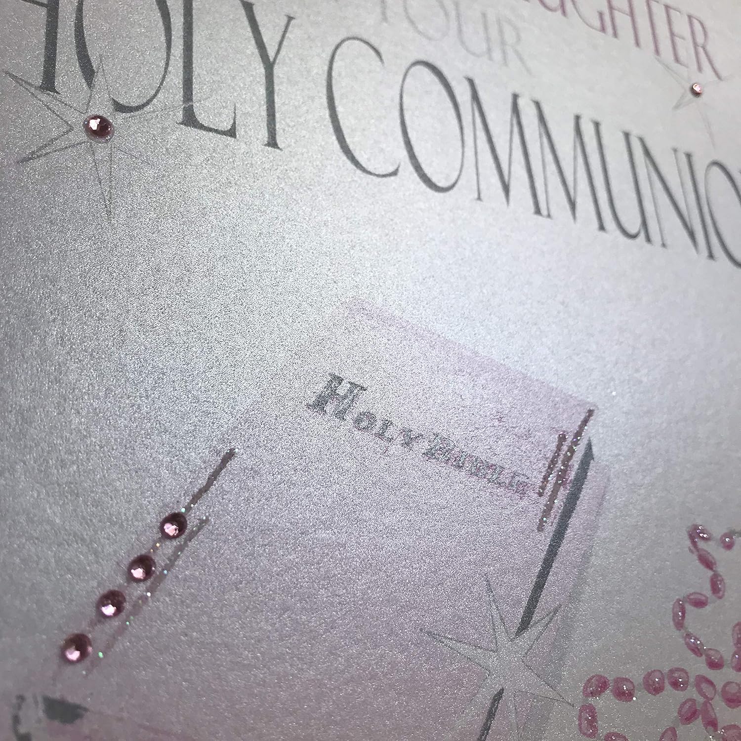 WHITE COTTON CARDS Large Handmade to A Special Daughter On Your 1st Holy Communion Pink Bible Card, White, XN88D - Image 4