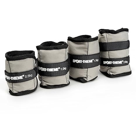 Sport-Thieme Gewichtsmanschetten für Handgelenk/Fußgelenk | 2er Set hochwertiger Handgewichte/Fußgewichte | 1kg, 1,5kg, 2kg, 