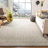 SAFAVIEH Micro-Loop Collection Area Rug - 5' Square, Charcoal & Ivory, Handmade Wool, Ideal for High Traffic Areas in Living 
