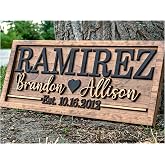 Personalized Wedding Last Name Established Wooden Sign | Engagement Gift | Wood Name Heart Sign, Bridal Shower Engagement Gift, 5 Year Anniversary
