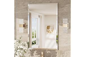 TokeShimi 24x36 Beveled Wall Mirror Decorative, Bathroom Vanity Mirrored with 1" Beveled Edge, Shatterproof Modern Frameless Mirror Bathroom Rectangle for Living Room, Entryway, Restroom