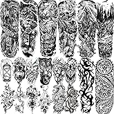 VANTATY 20 Sheets Extra Large Full Arm Temporary Tattoos For Men Adults, Tiger Snake Leopard Lion King Temporary Tattoos Sleeve For Women, Temp Waterproof Fake Tattoo Stickers For Kids Warrior Tatoos
