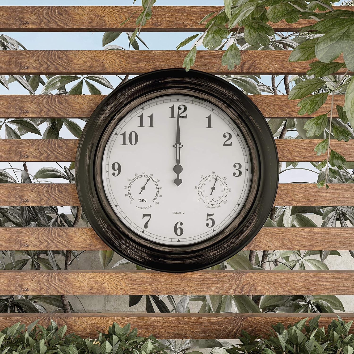 Pure Garden Wall ThermometerIndoor Outdoor Decorative 18” Quartz
