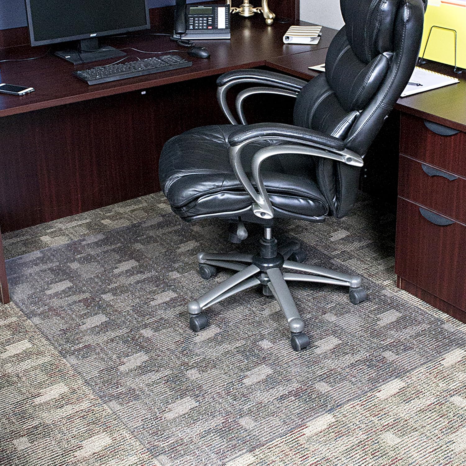 Evolve Modern Shape 33" x 44" Clear Office Chair Mat with Lip for Low Pile Carpet, Made in The USA by Dimex, (C5B5003G) : Office Products