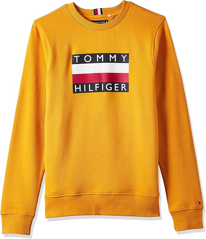 Tommy Hilfiger Felpa Bambino Maxi bandiera KB0KB05474ZBC Ocra taglie da
