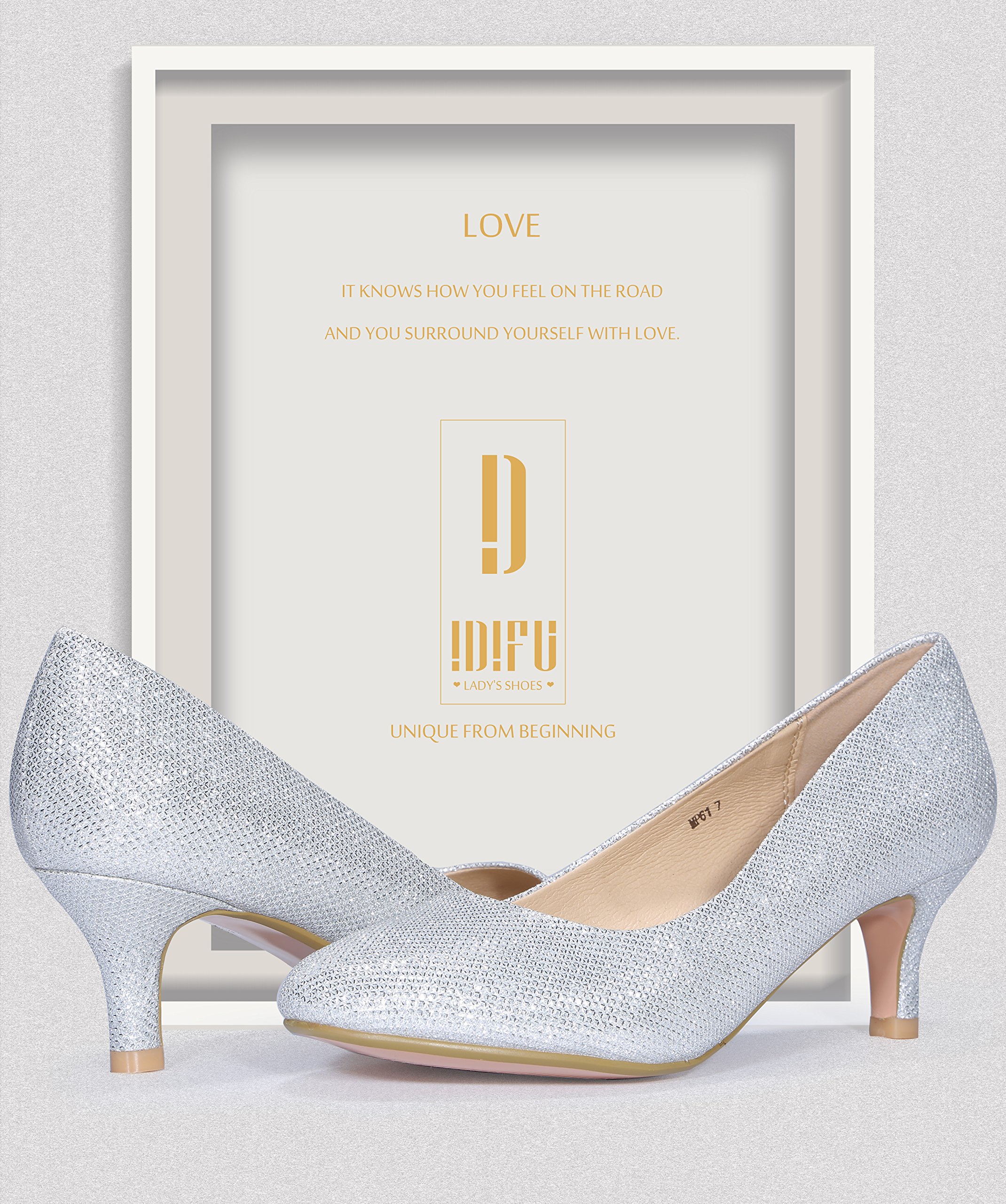 IDIFU Women's Classic Low Heels Dress Pumps 2 Inch Kitten Heel Round Toe Office Wedding Shoes - Image 3