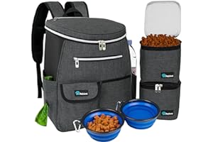 PetAmi Dog Travel Bag Backpack, Airline Approved Dog Bags for Traveling, Puppy Diaper Bag Supplies, Pet Camping Essentials Hiking Accessories Dog Mom Gift, Food Container, Collapsible Bowls, Dark Gray