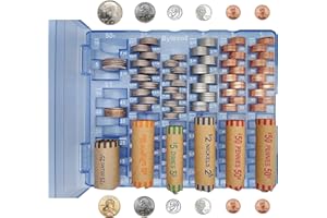 Byteen8 Coin Counter Coin Sorter Tray with Cover Lid, Transparent Coin Bank Coin Holder for All Coins, Change Sorter Change Counter Machine, Easy to Use & Accurate for Bank Teller, Great Time Saver