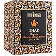 Mina Zhar Organic Moroccan Orange Blossom Green Tea, 15 Biodegradable Sachets - Refreshing Sencha Green Tea Bags, Low in Caffeine Orange Blossom Tea Bags
