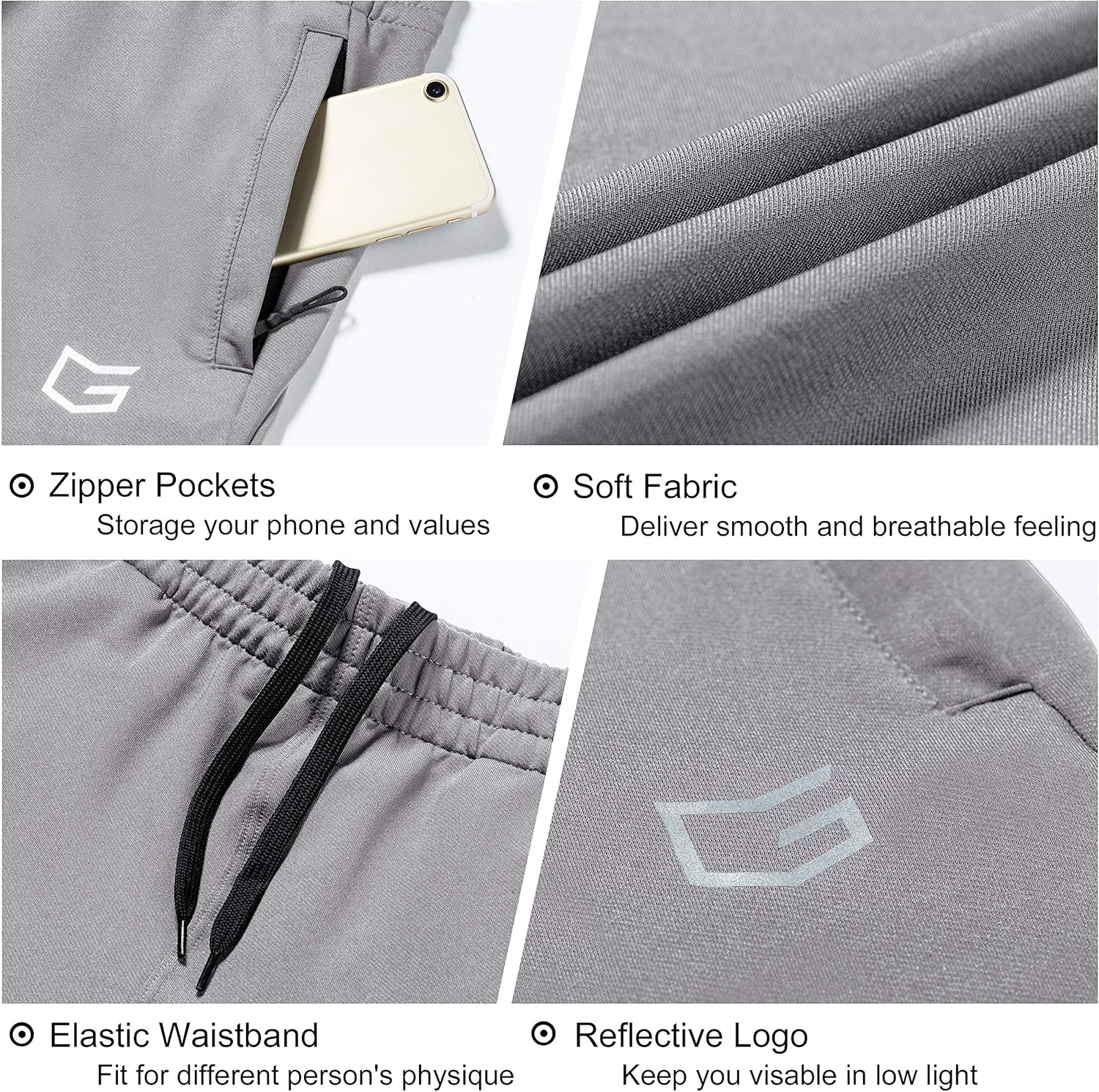 G Gradual Men's Sweatpants with Zipper Pockets Tapered Track Athletic Pants for Men Running, Exercise, Workout: Clothing