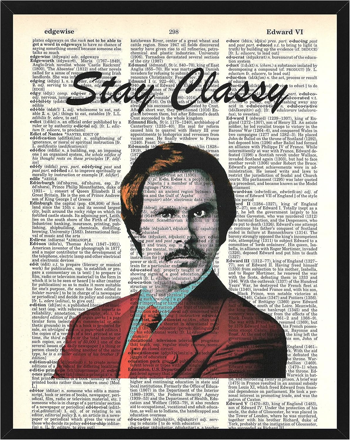 Signature Studios Will Ferrell Ron Burgundy Anchor Man Photo Dictionary Art Print 8x10