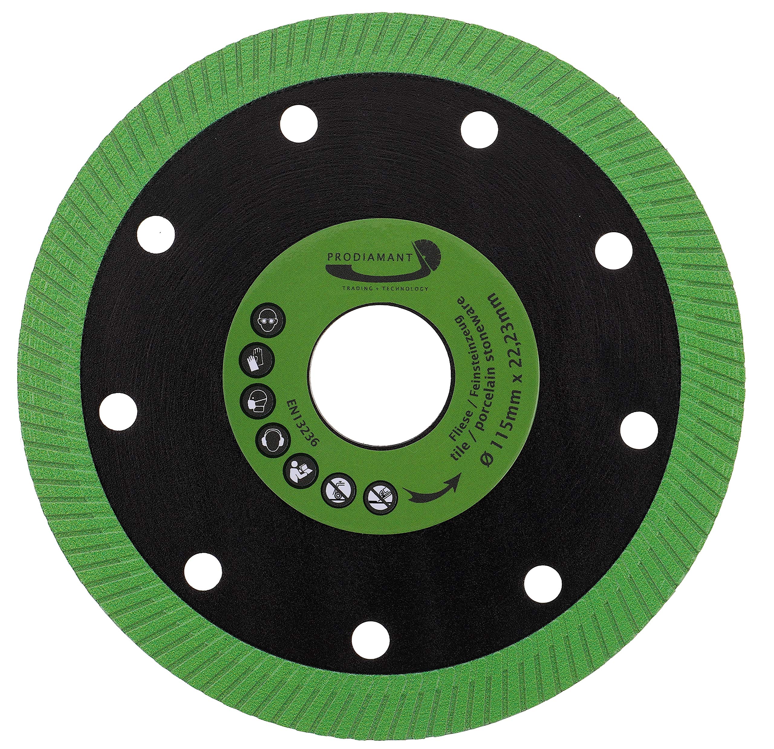 PRODIAMANT Diamond Cutting Disc Color Flash 115 mm x 22.23 mm for Tile and Porcelain Stoneware - Diamond Cutting Disc Green 115 mm