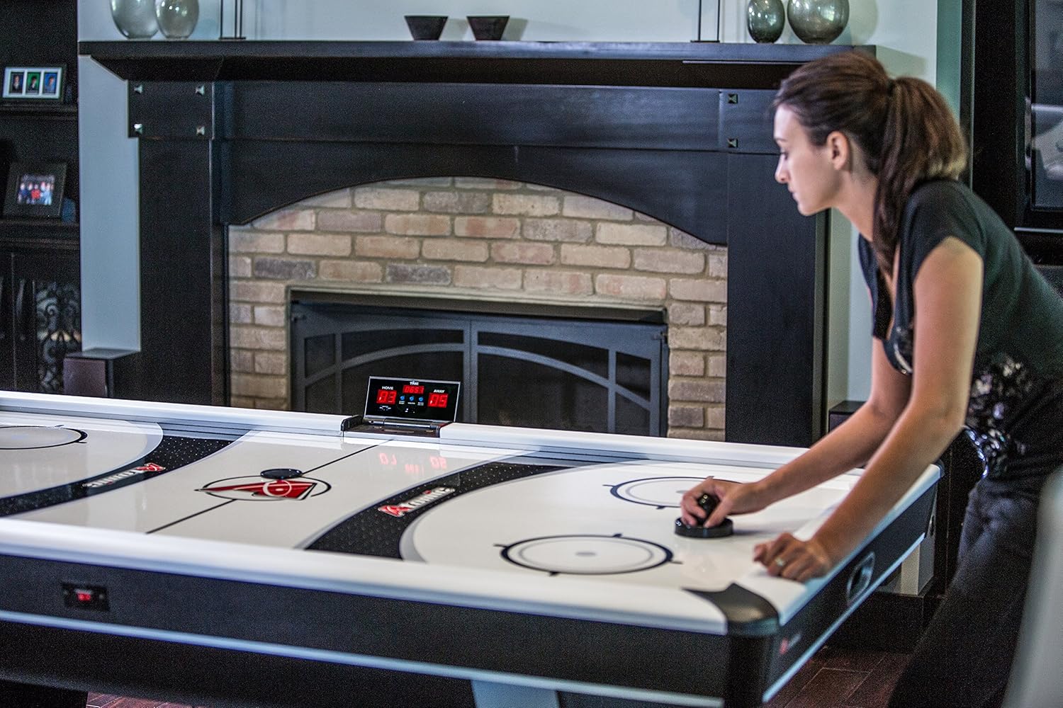 Atomic Blazer 7’ Air Hockey Table with Electronic Score Keeping with Rail-integrated Display, Heavy-duty 120V Blower for Fast Play, Overhang Rails for Reduced Puck Bounce and Leg Levelers to Ensure Even Playing Surface : Air Hockey Equipment : Sports & Outdoors
