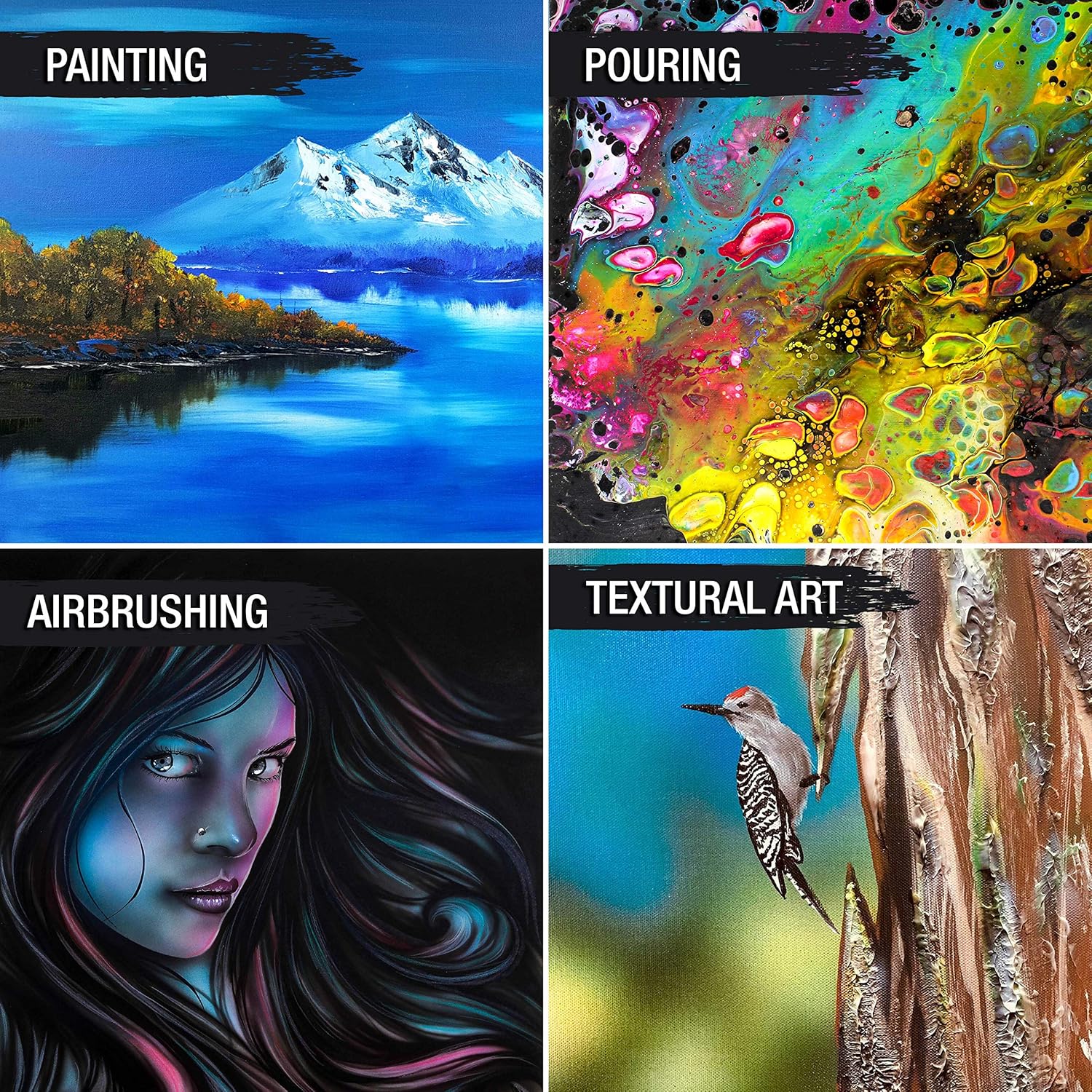 U.S. Art Supply 30" x 40" Gallery Depth 1-1/2" Profile Stretched Canvas 2-Pack - Acrylic Gesso Triple Primed 12-Ounce 100% Cotton Acid-Free Back Stapled Pouring Art