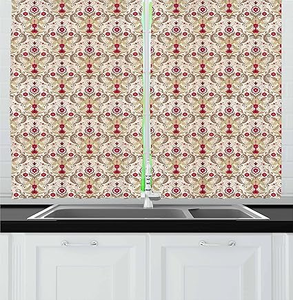 Amazon Com Ambesonne Damask Kitchen Curtains Victorian Classical