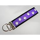 Paw Print Ribbon Wristlet Key Fob Keychain Purple