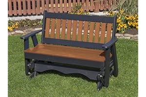 ECOMMERSIFY INC 5FT-Cedar-Poly Lumber Mission Porch Glider Heavy Duty Everlasting PolyTuf HDPE - Made in USA - Amish Crafted