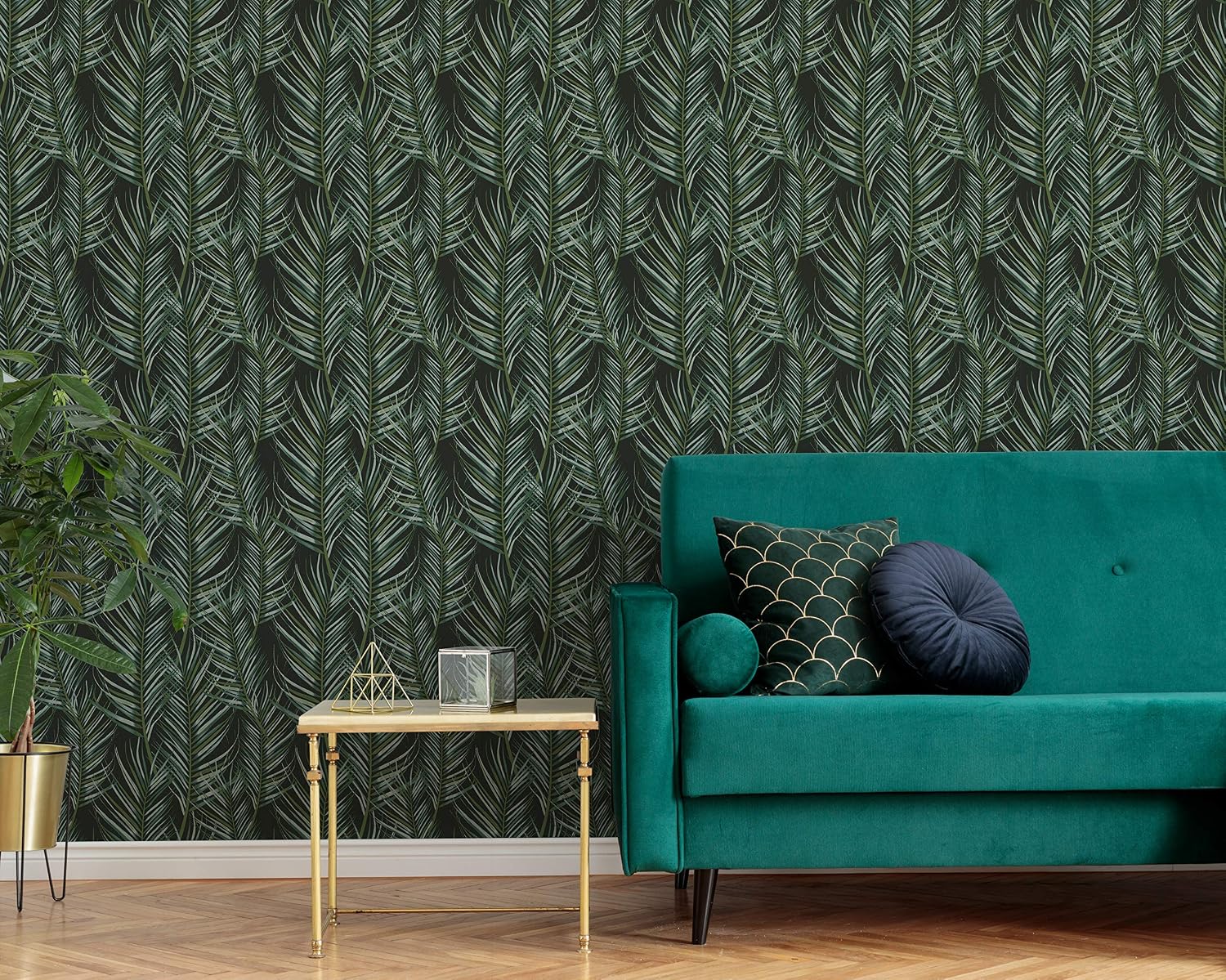 Amazon.com: Transform Black and Green Palm Peel and Stick Wallpaper