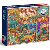 AIDUOTEK Dog Puzzles for Adults 500 Pieces, Fall Folk Art Dogs Collage | Paper-Cut Style Dogs with Autumn Leaves, Pumpkins &amp; Flowers, Gift for Dog Lovers, Premium Blue Board, 20.5 x 15 in