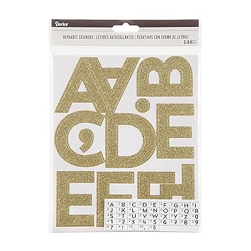Darice Glitter Gold Alphabet Adhesive Backed Stickers, 100 Piece