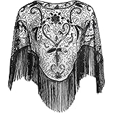EORUBE 1920s Shawl Wraps Sequin Beaded Evening Cape for Gatsby Party Bridal Shawl Women Evening Cape Flapper Cover Up