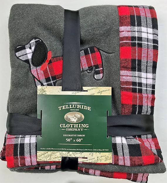Telluride Clothing Co. Plaid Beagle Dog 50" x 60" Decorative Throw