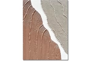Limiyer Art Hand painted Modern Abstract Art Oil painting White and brown Thick texture canvas Art Oil painting Living Room Bedroom Office Wall Art Deco 40x28 inches