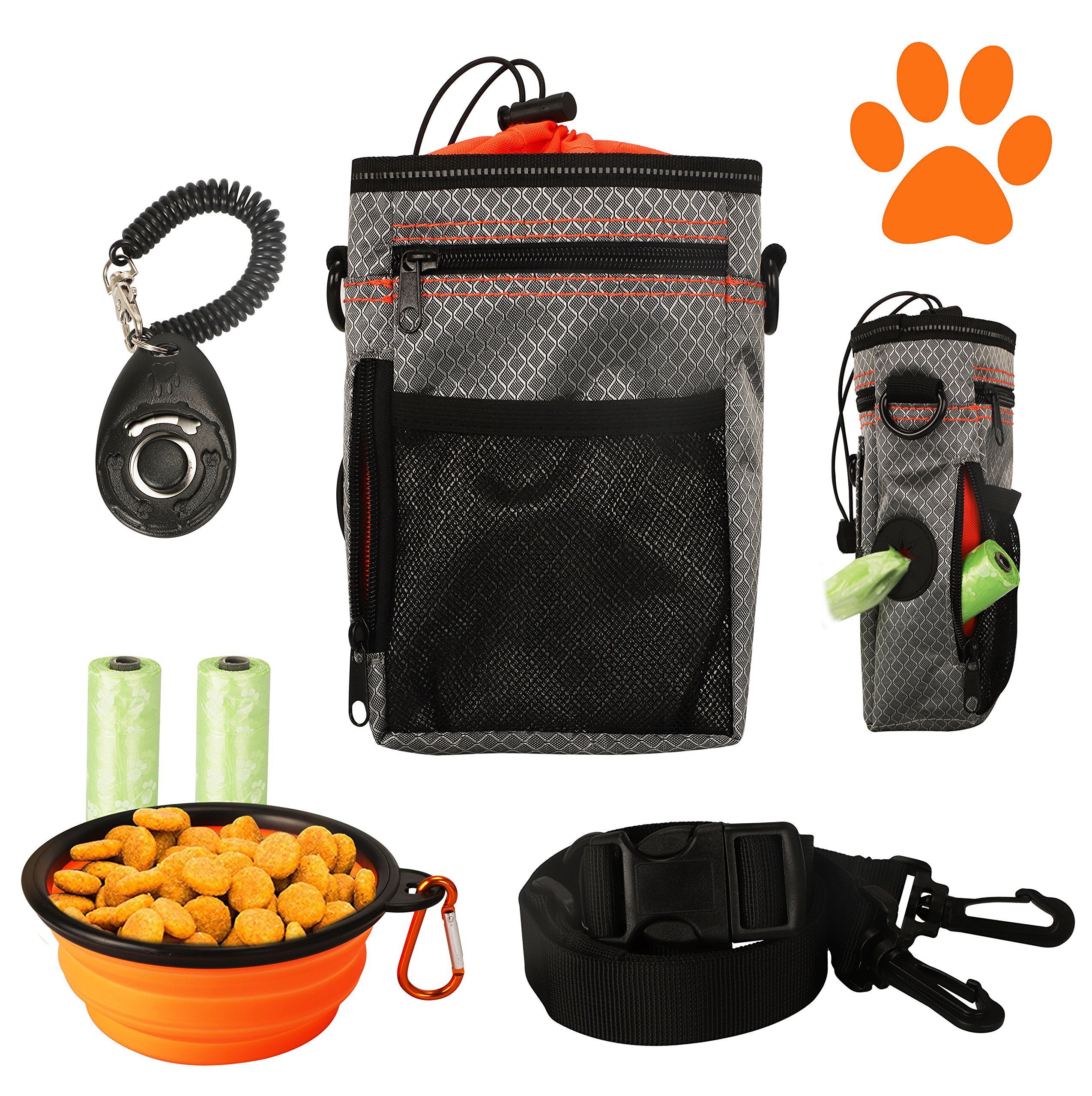 COM4SPORT Dog Treat Pouch with Builtin Waste Bag Dispenser, Adjustable
