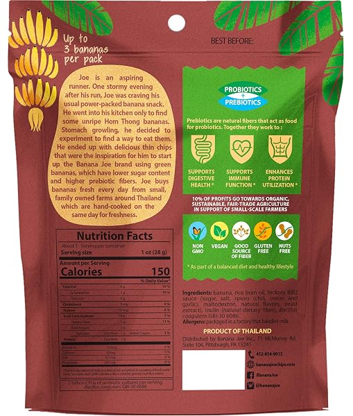 BBQ FLAVORED CHIPS , GLUTEN-FREE HEALTHY SNACKS FOR ADULTS & KIDS – VEGAN & PALEO APPROVED – A “POTATO CHIP” THAT’S GOOD FOR YOU (MADE FROM 100% REAL BANANA) (HICKORY BBQ, 1)