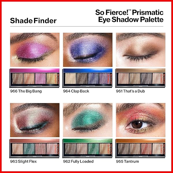 REVLON SO FIERCE PRISMATIC EYESHADOW PALETTE, EYE MAKEUP, ULTRA CREAMY PIGMENTED IN BLENDABLE MATTE & PEARL FINISHES, 966 THE BIG BANG, 0.21 OZ