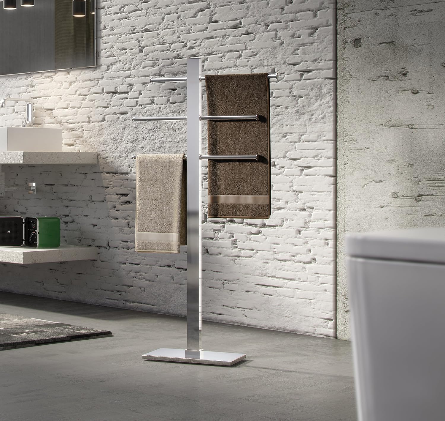 Bridge Freestanding Towel Rack, Chrome - Image 3