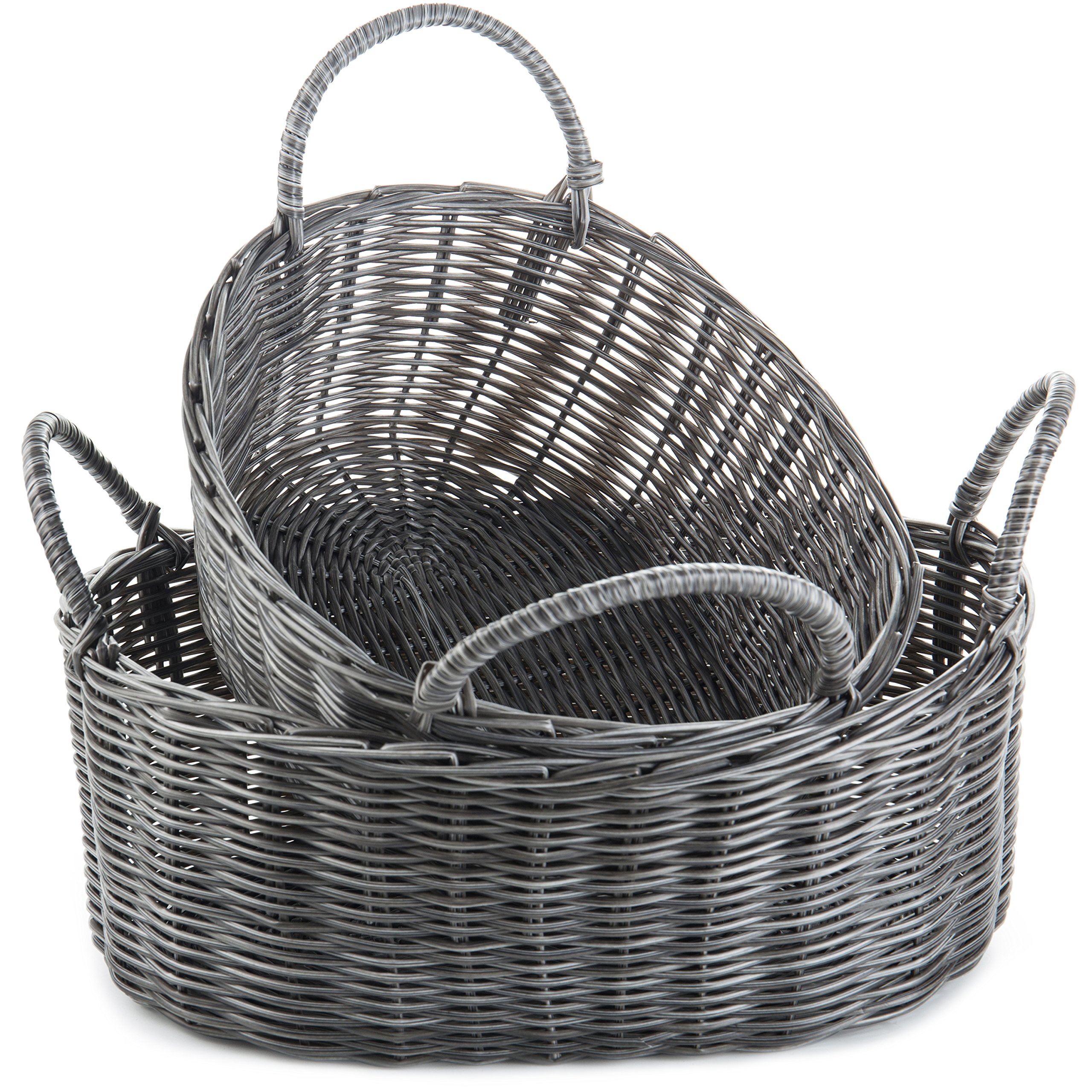 MyGift Handmade RusticStyle Woven Nesting Storage Baskets with Handles