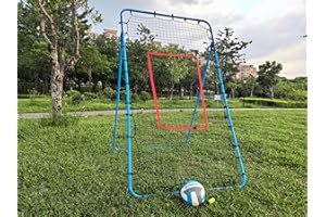 OLYBEAKA Adjustable Volleyball Rebounder Net 7x4 ft with PU Volleyball and Stakes - Bounce Back Training Equipment for Practicing Volleying, Bumping, Spiking, Easy Set Up & Steady for Multi Sports