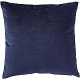 Amazon Brand – Stone & Beam Striated Velvet Linen-Look Decorative Throw Pillow, 17" x 17", Midnight