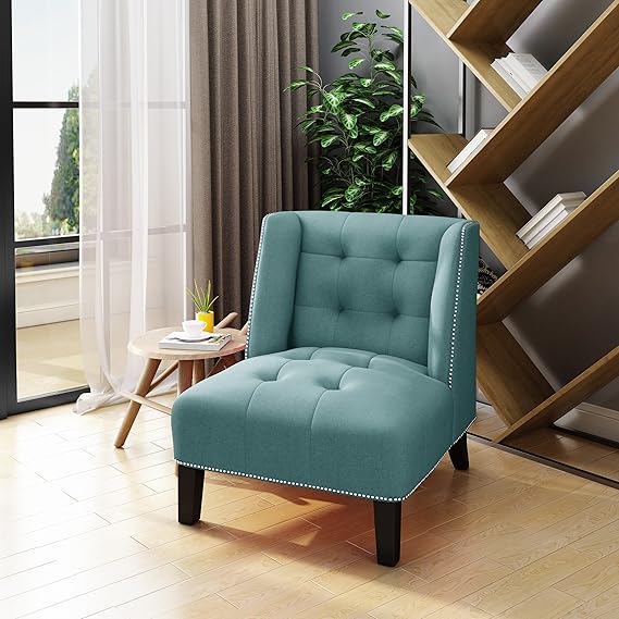 Christopher Knight Home Teresa Tufted Wingback Blue Fabric