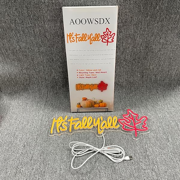 AOOWSDX 3 PCS THANKSGIVING DECORATIONS PUMPKIN MAPLE LEAF ACORN NEON LED LIGHTS, FALL LIGHTS WALL DECOR THANKSGIVING WINDOW LIGHT HALLOWEEN PARTY ROOM LAMP