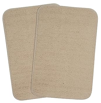 Saral Home Soft Microfiber Small Anti Slip Bathmat Set of 2pc -35x50 cm, Beige