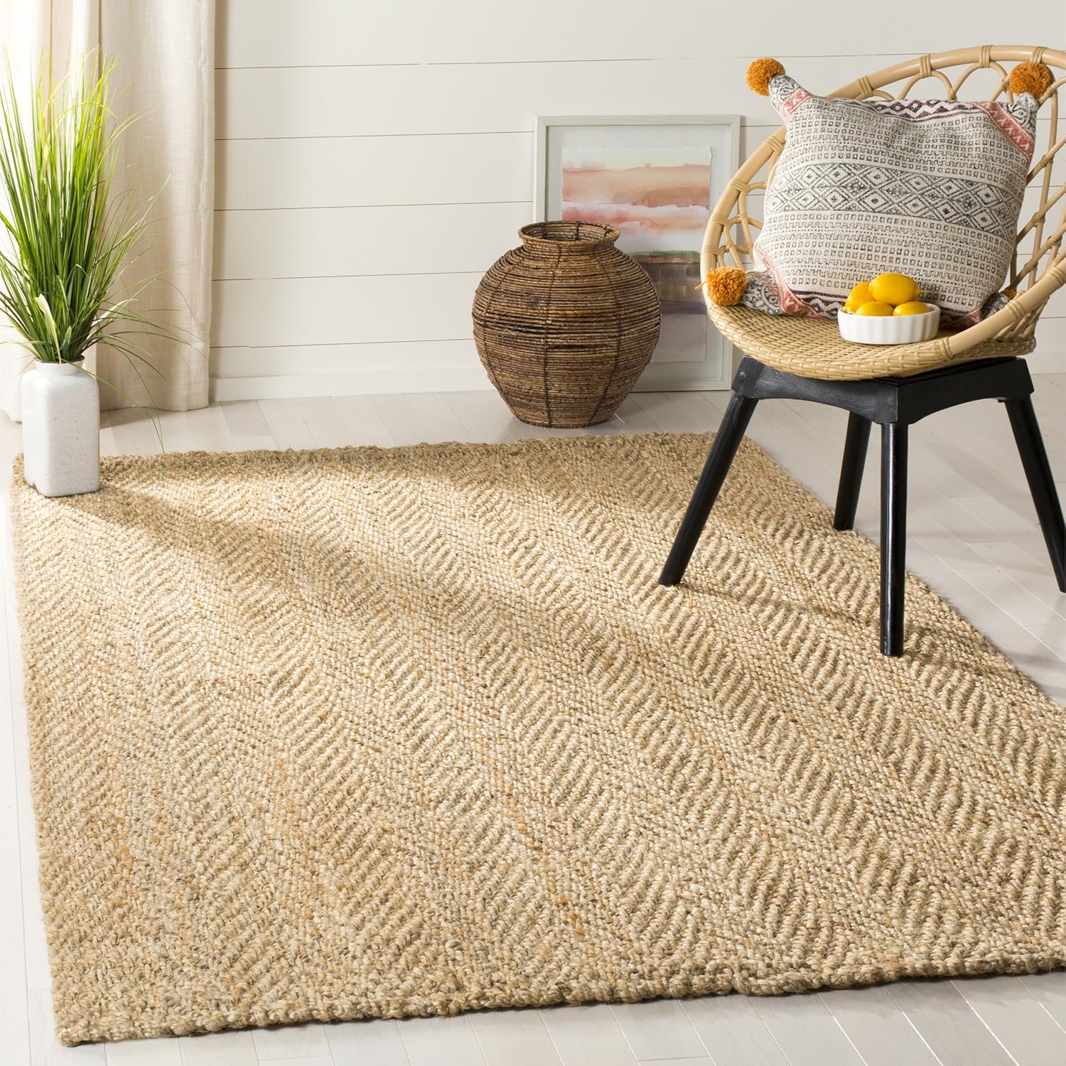 Safavieh Natural Fiber Collection NF263A Hand-woven Jute Area Rug, 6' x 9'