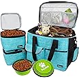PetAmi Travel Bag Organizer - Dog & Cat Diaper Bag with Food Container and Bowls, Perfect for Weekend Camping (Sea Blue, Large)