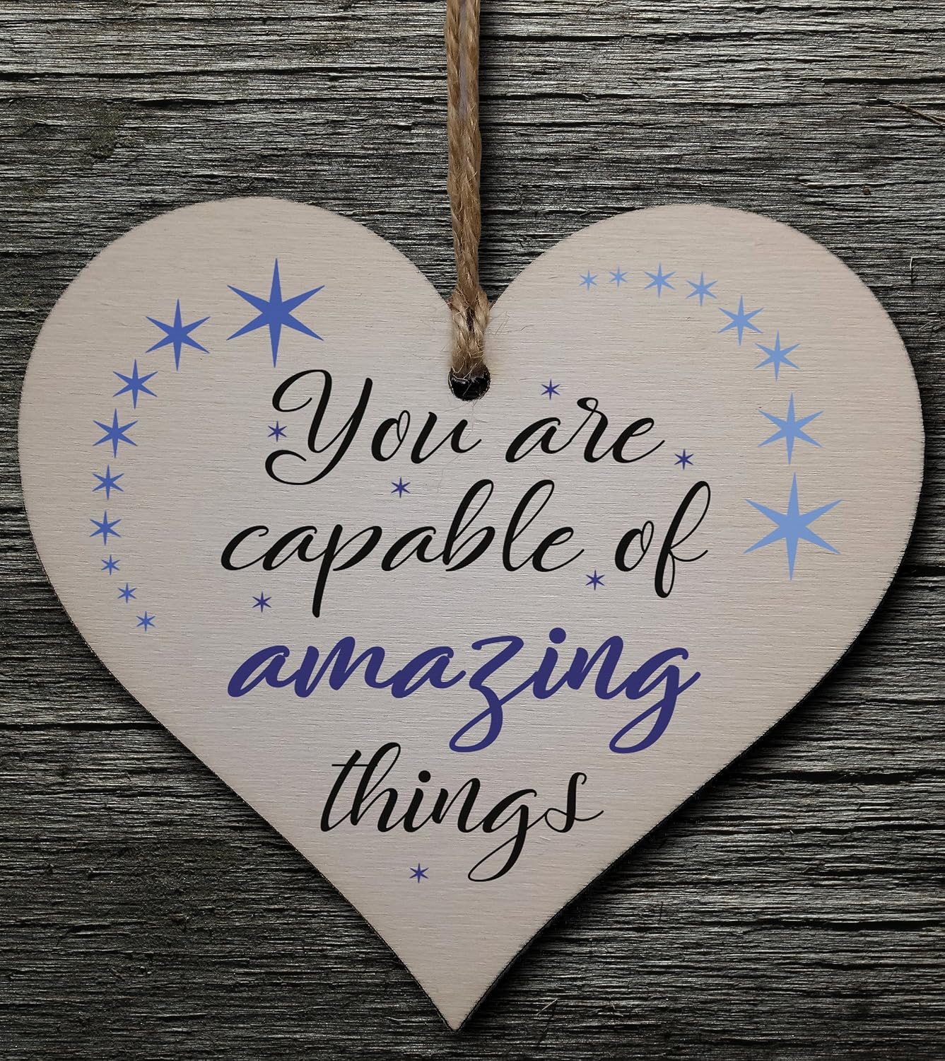 Motivational Hanging Wooden Heart - Handmade Decorative Sign with Positive Quote - Gift for Women Girls, Teen Room or Office Decor - Image 3